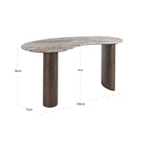 Schreibtisch halbrund Marmor, Schreibtisch Marmor-Metall, Länge 160 cm