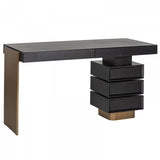 Schreibtisch schwarz, Schreibtisch mit Schubladen, Länge 140 cm