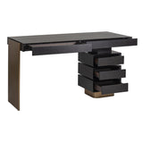 Schreibtisch schwarz, Schreibtisch mit Schubladen, Länge 140 cm