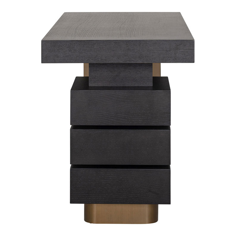 Schreibtisch schwarz, Schreibtisch mit Schubladen, Länge 140 cm