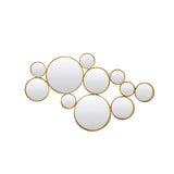 Spiegel rund Gold, Wandspiegel rund Gold, Wandspiegel Metall rund, Höhe 99 cm