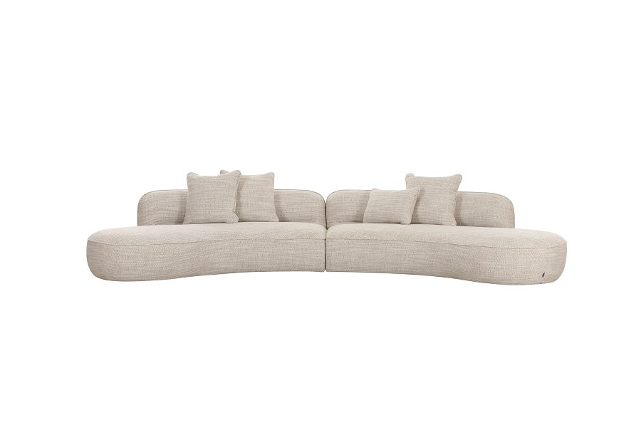 Sofa beige-creme halbrund, halbrundes Sofa beige, Länge 375 cm
