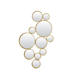 Spiegel rund Gold, Wandspiegel rund Gold, Wandspiegel Metall rund, Höhe 99 cm