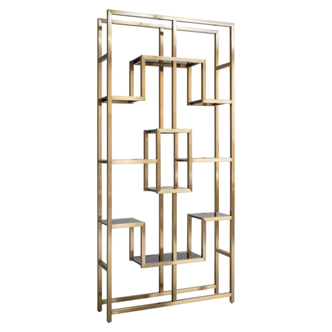 Regal Gold Metall, Metall-Glas Wandregal Gold, Bücherregal Gold, Höhe 230 cm