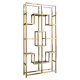 Regal Gold Metall, Metall-Glas Wandregal Gold, Bücherregal Gold, Höhe 230 cm