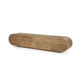 Highboard oval Holz furniert, Schrank mit 2 Schubladen Naturholz-braun, Wohnzimmerschrank oval Holz, Höhe 180 cm