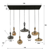 Pendelleuchte Glas, Hängelampe Glas, Breite 130 cm