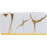 Sideboard weiß-Gold, Anrichte Gold weiß, Breite 160 cm