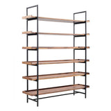 Shelf Teak Metal Frame, Bookshelf Metal Frame Solid Wood, Width 100 cm