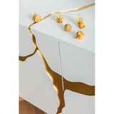 Sideboard weiß-Gold, Anrichte Gold weiß, Breite 160 cm