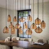 Pendelleuchte Glas, Hängelampe Glas braun, Hängeleuchte 15 Flammig, Breite 150 cm