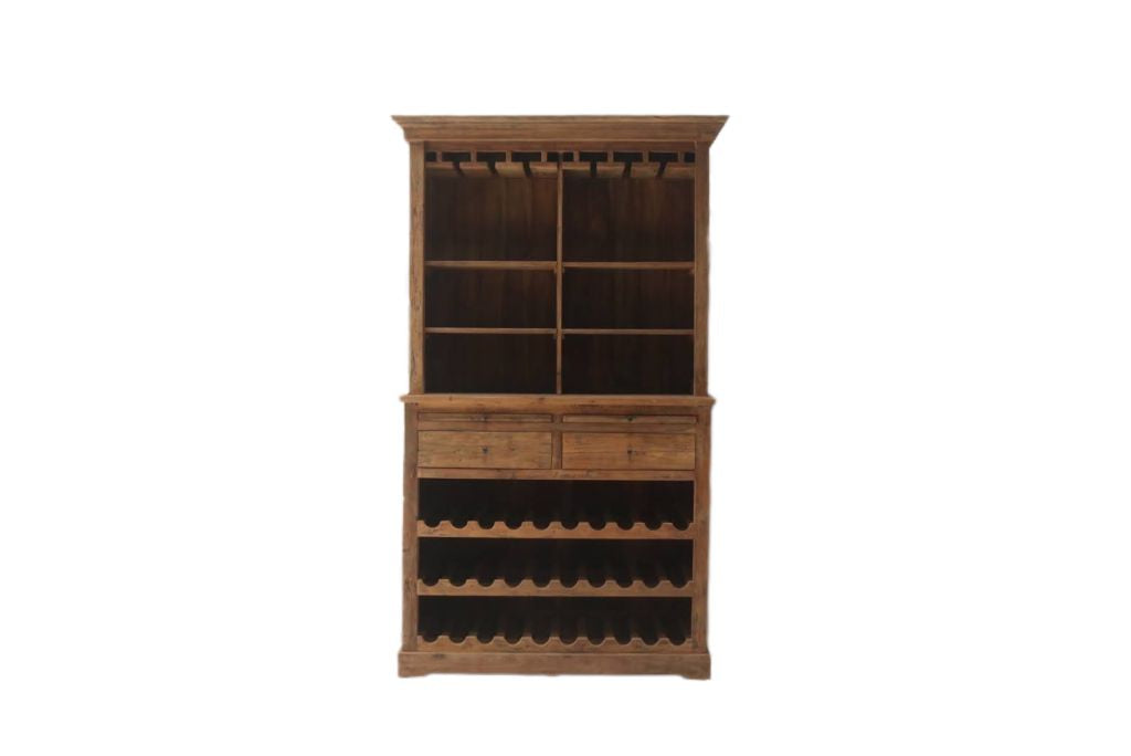 Weinschrank Holz Teak, Weinregal Teak, Weinbar Teakholz, Breite 120 cm