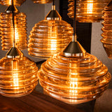 Pendelleuchte Glas, Hängelampe Glas braun, Hängeleuchte 15 Flammig, Breite 150 cm