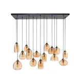 Pendelleuchte Glas, Hängelampe Glas braun, Hängeleuchte 15 Flammig, Breite 150 cm