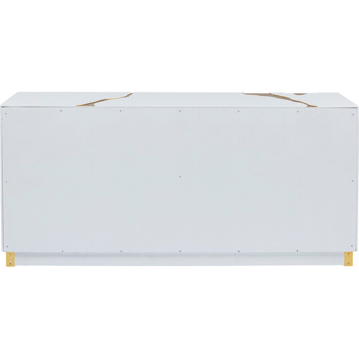 Sideboard weiß-Gold, Anrichte Gold weiß, Breite 160 cm
