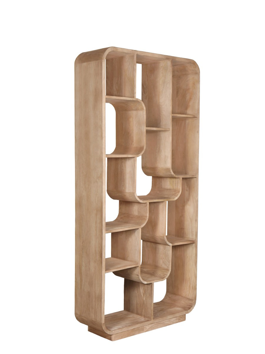 Bücherregal Naturholz-braun, Regal braun Holz massiv, Breite 90 cm