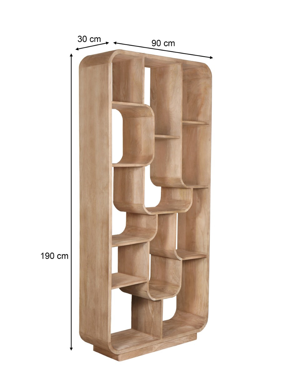 Bücherregal Naturholz-braun, Regal braun Holz massiv, Breite 90 cm