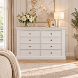 Kommode weiß Landhausstil, Kommode mit acht Schubladen Landhaus, Breite 100 cm
