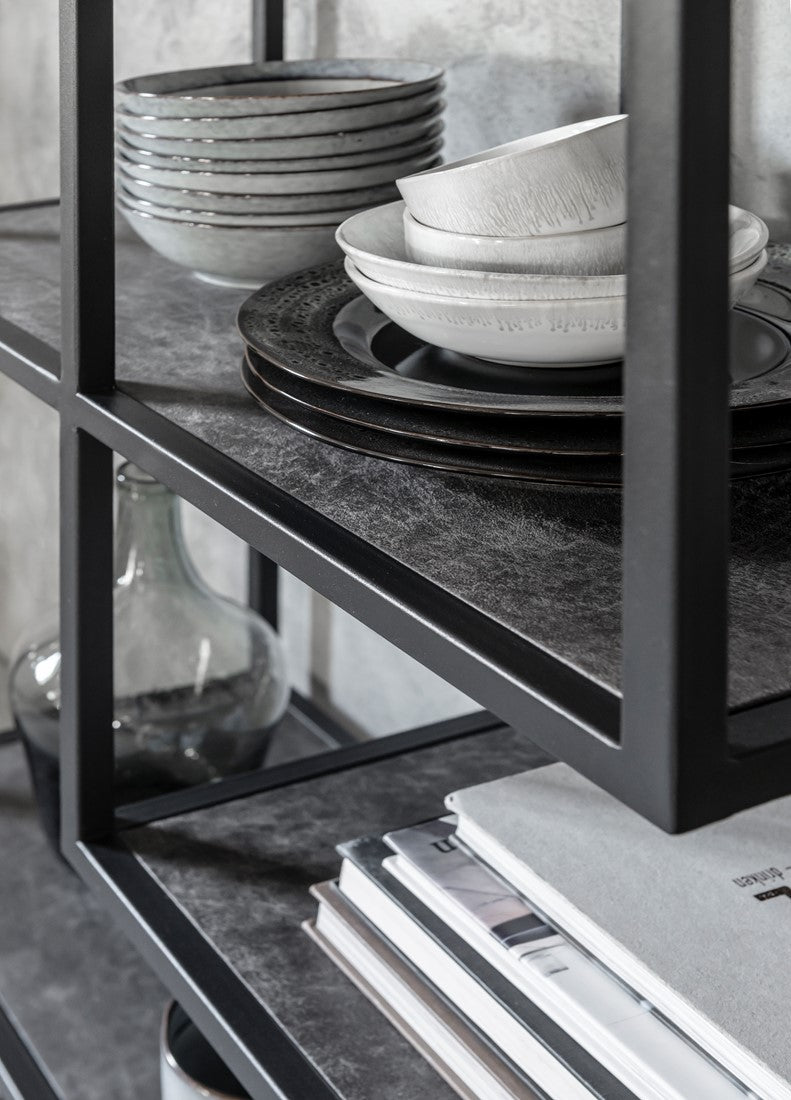 Industrial Shelf, Bookshelf Metal Wood, Width 80 cm
