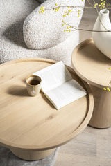Couchtisch Eiche furniert,  runder Couchtisch Farbe Natur-Eiche, Durchmesser 80 cm