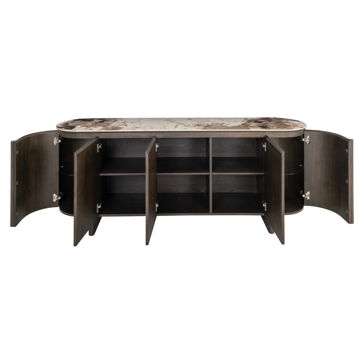 Brown mirrored sideboard, brown mirrored credenza, width 162 cm