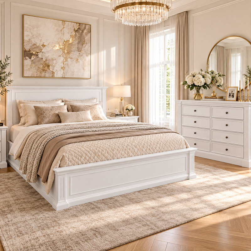 Bett weiß Landhausstil, Bett Landhaus weiß, Breite 180 cm