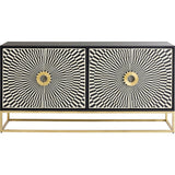 Sideboard weiß-schwarz-Gold, Anrichte Gold schwarz, Breite 160 cm