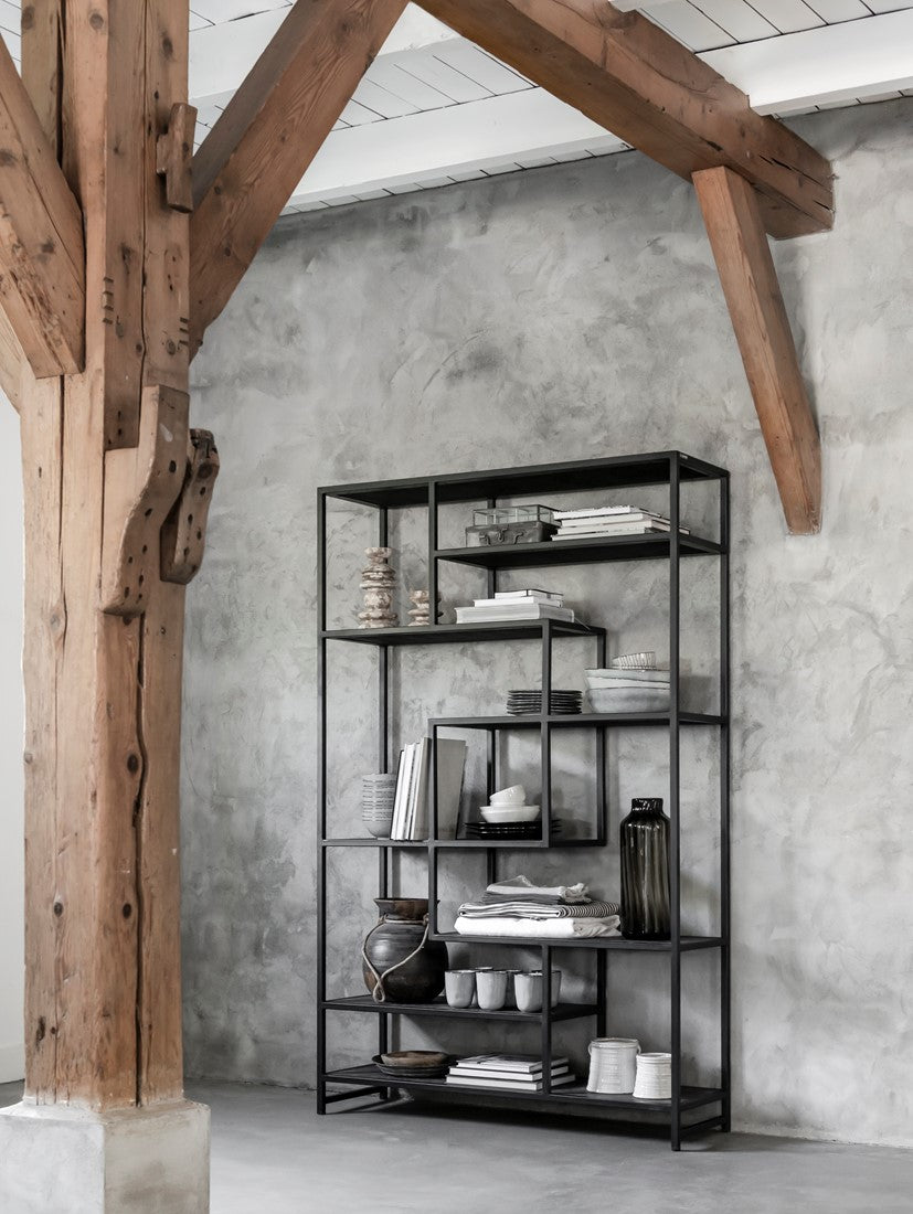 Industrial Shelf, Bookshelf Metal Wood, Width 80 cm