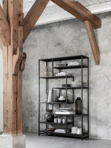 Industrial Shelf, Bookshelf Metal Wood, Width 80 cm