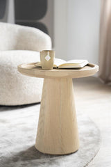 Couchtisch Eiche furniert,  runder Couchtisch Farbe Natur-Eiche, Durchmesser 80 cm