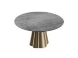Esstisch grau-Gold rund Keramik, Tisch rund Keramik ausziehbar, Esstisch Gold Marmoroptik Durchmesser 135 cm