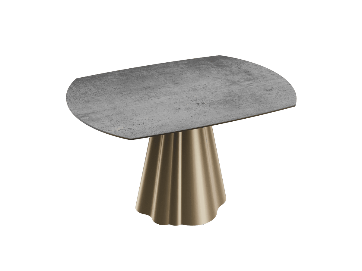 Esstisch grau-Gold rund Keramik, Tisch rund Keramik ausziehbar, Esstisch Gold Marmoroptik Durchmesser 135 cm