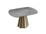 Esstisch grau-Gold rund Keramik, Tisch rund Keramik ausziehbar, Esstisch Gold Marmoroptik Durchmesser 135 cm