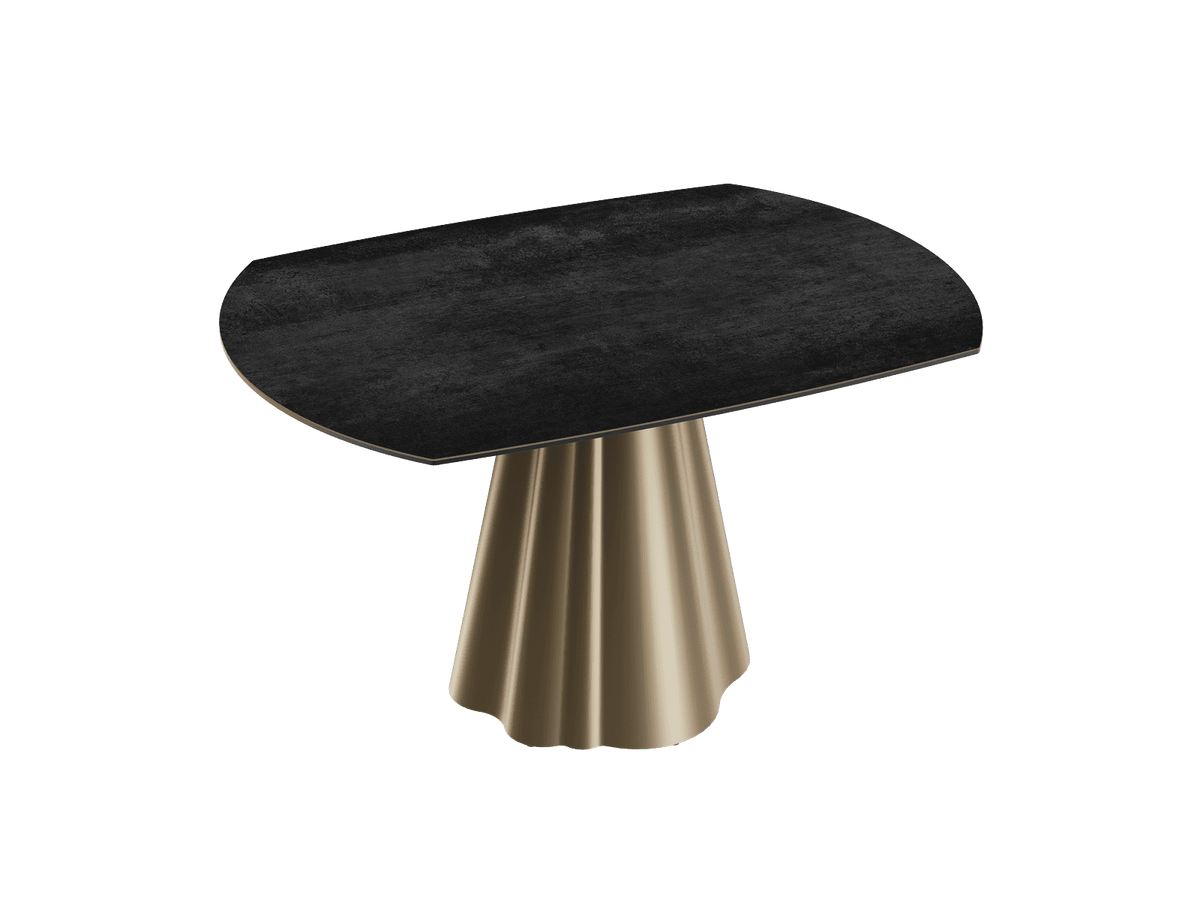Esstisch braun rund Keramik, Tisch rund Keramik ausziehbar, Esstisch Gold Marmoroptik Durchmesser 135 cm