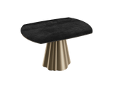Esstisch braun rund Keramik, Tisch rund Keramik ausziehbar, Esstisch Gold Marmoroptik Durchmesser 135 cm