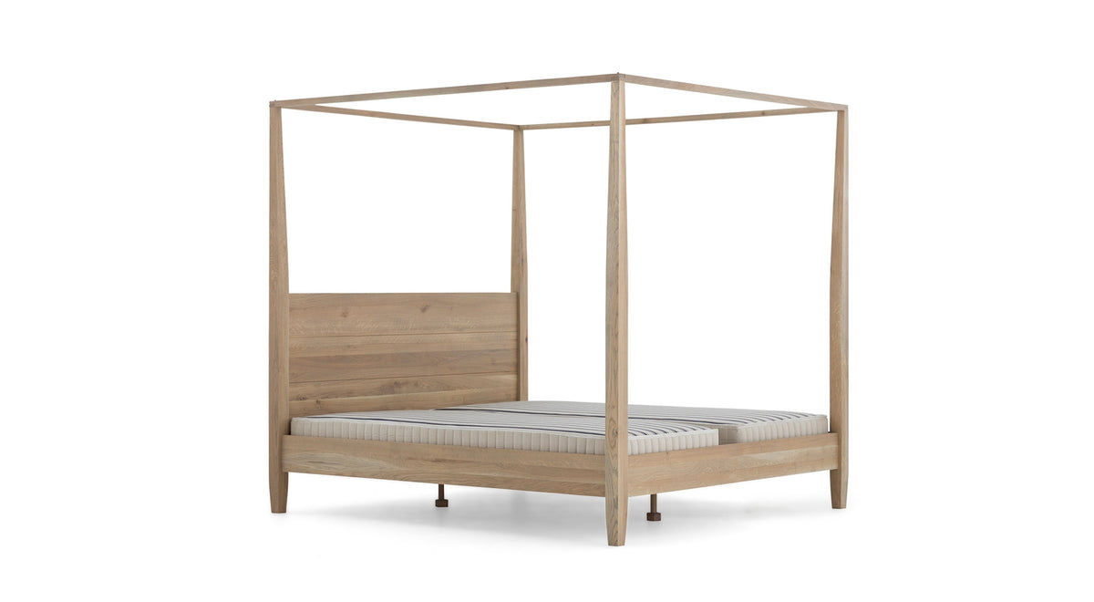 Bett Eiche-Natur Landhausstil, Himmelbett Eiche Landhaus, Breite 160 cm