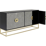 Sideboard weiß-schwarz-Gold, Anrichte Gold schwarz, Breite 160 cm