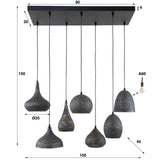 Pendelleuchte Metall Industriedesign, Hängelampe Metall, Breite 90 cm