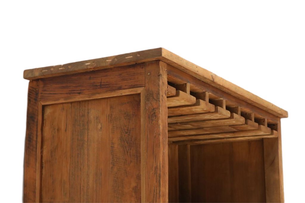 Weinschrank Holz Teak, Weinregal Teak, Weinbar Teakholz, Breite 120 cm