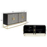 Sideboard weiß-schwarz-Gold, Anrichte Gold schwarz, Breite 160 cm