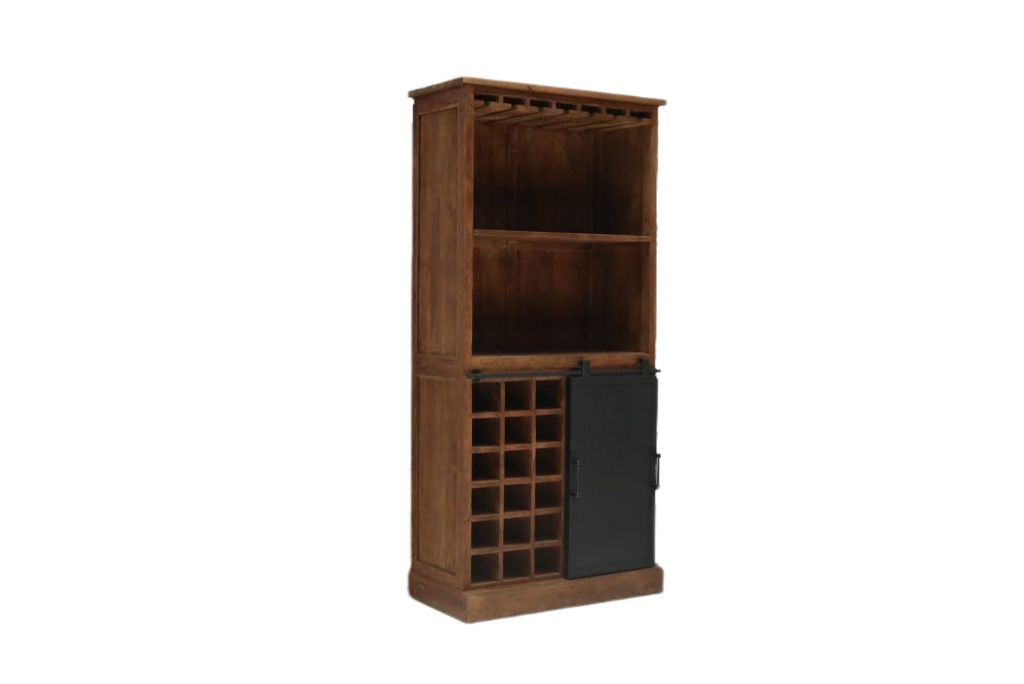 Weinschrank Holz Teak, Weinregal Teak, Weinbar Teakholz, Breite 120 cm