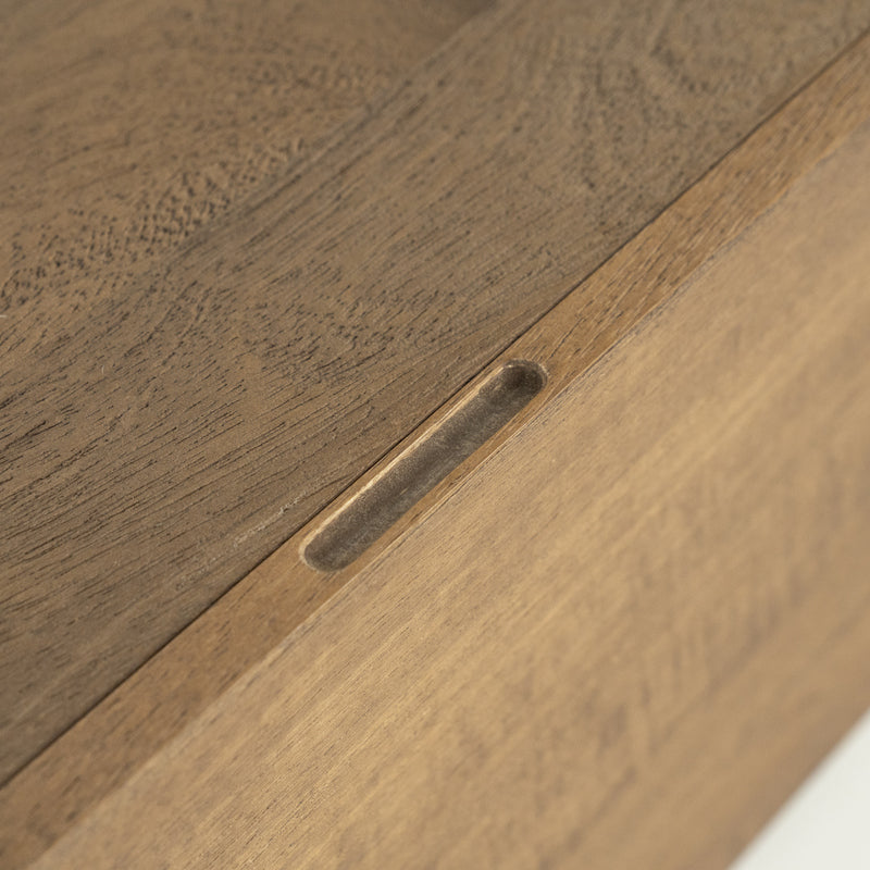 Fernsehschrank oval Holz furniert, TV Schrank Naturholz, Breite 210 cm