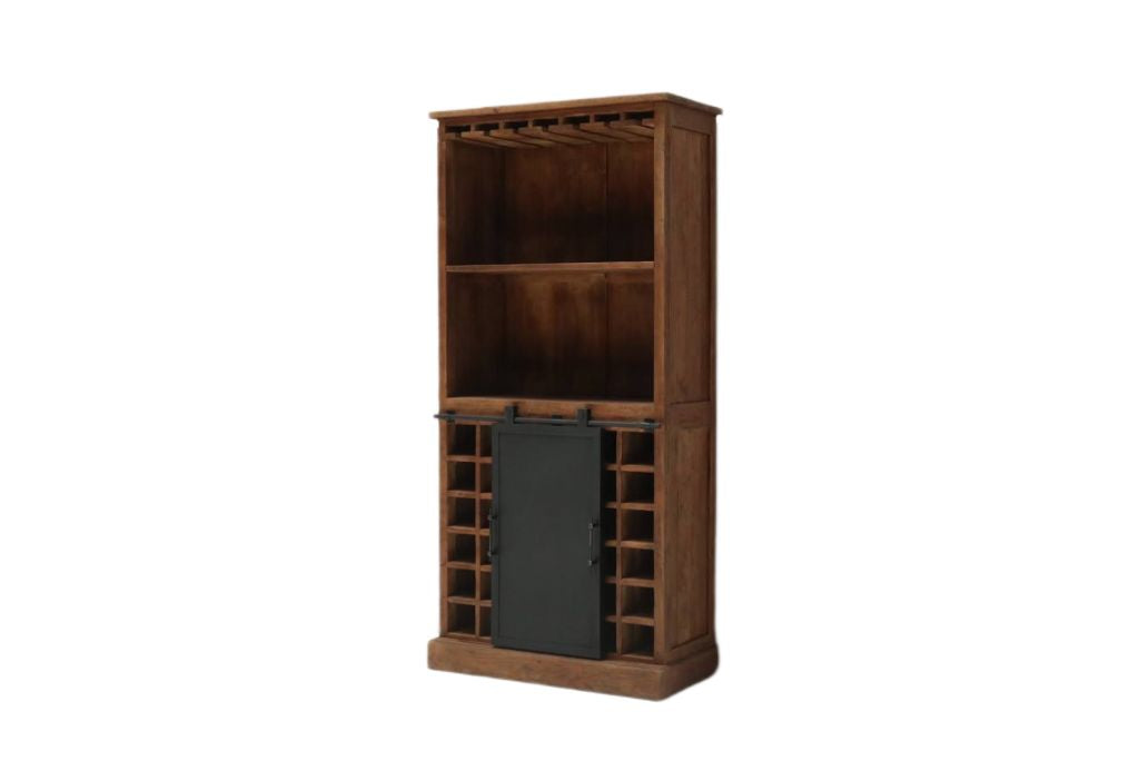 Weinschrank Holz Teak, Weinregal Teak, Weinbar Teakholz, Breite 120 cm