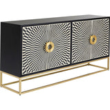 Sideboard weiß-schwarz-Gold, Anrichte Gold schwarz, Breite 160 cm