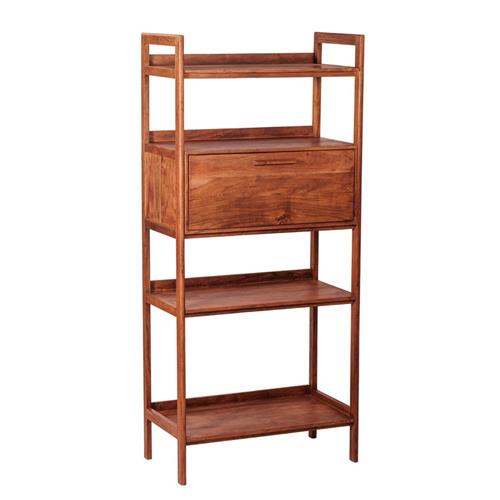 Wandregal Farbe Walnuss , Bücherregal Holz massiv, Regal Massivholz, Breite 90 cm