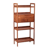 Wandregal Farbe Walnuss , Bücherregal Holz massiv, Regal Massivholz, Breite 90 cm