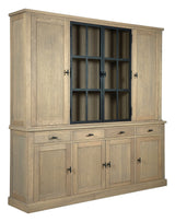 Vitrine Eiche Landhaus,  Geschirrschrank Metall-Türen Eiche Landhaus, Breite 220 cm