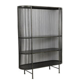 Black metal shelf, industrial design metal bookcase, metal shelving unit, width 119cm
