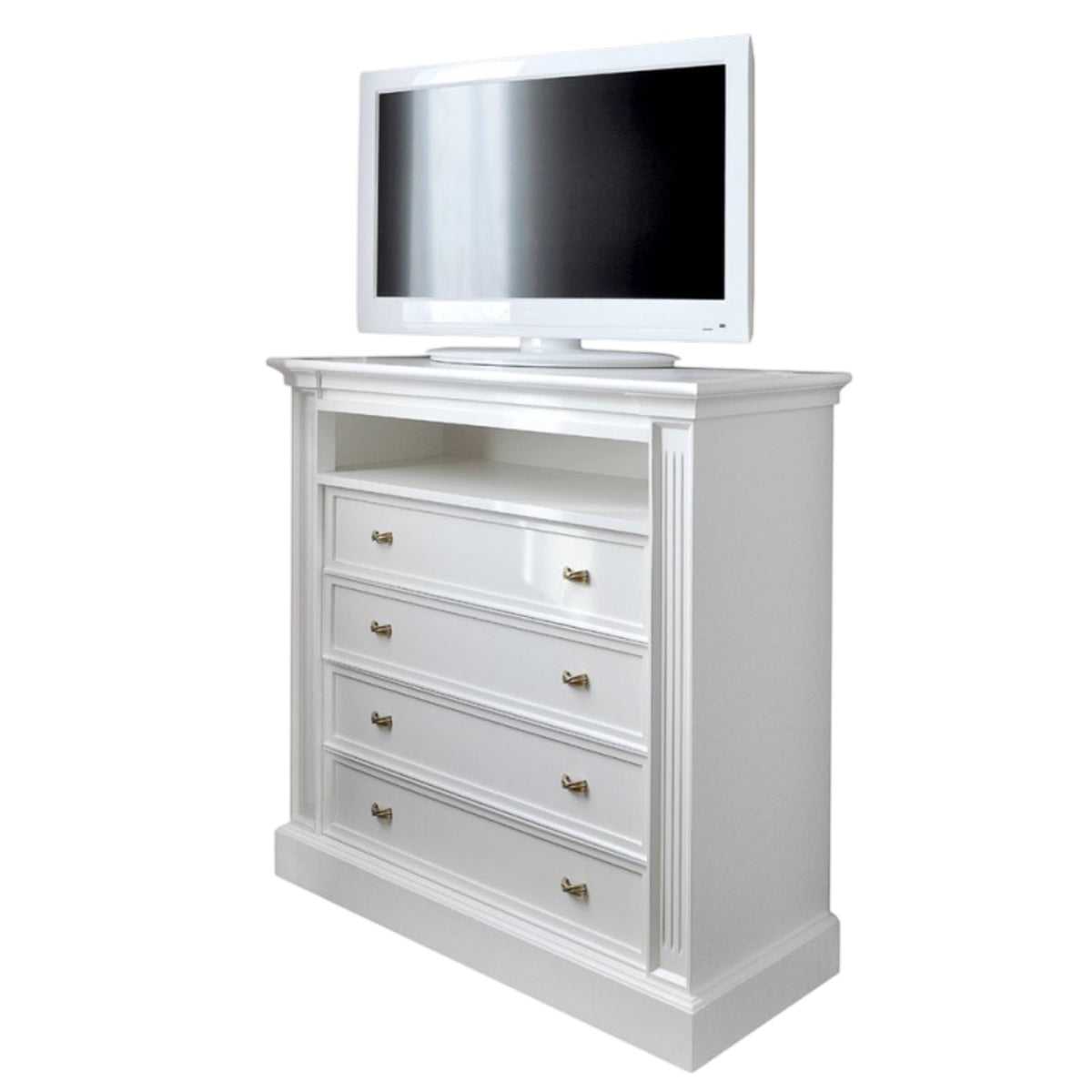 Kommode weiß Landhausstil, Kommode mit vier Schubladen Landhaus, Breite 90 cm