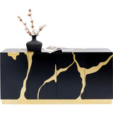 Sideboard schwarz-Gold, Anrichte Gold-schwarz, Breite 165 cm